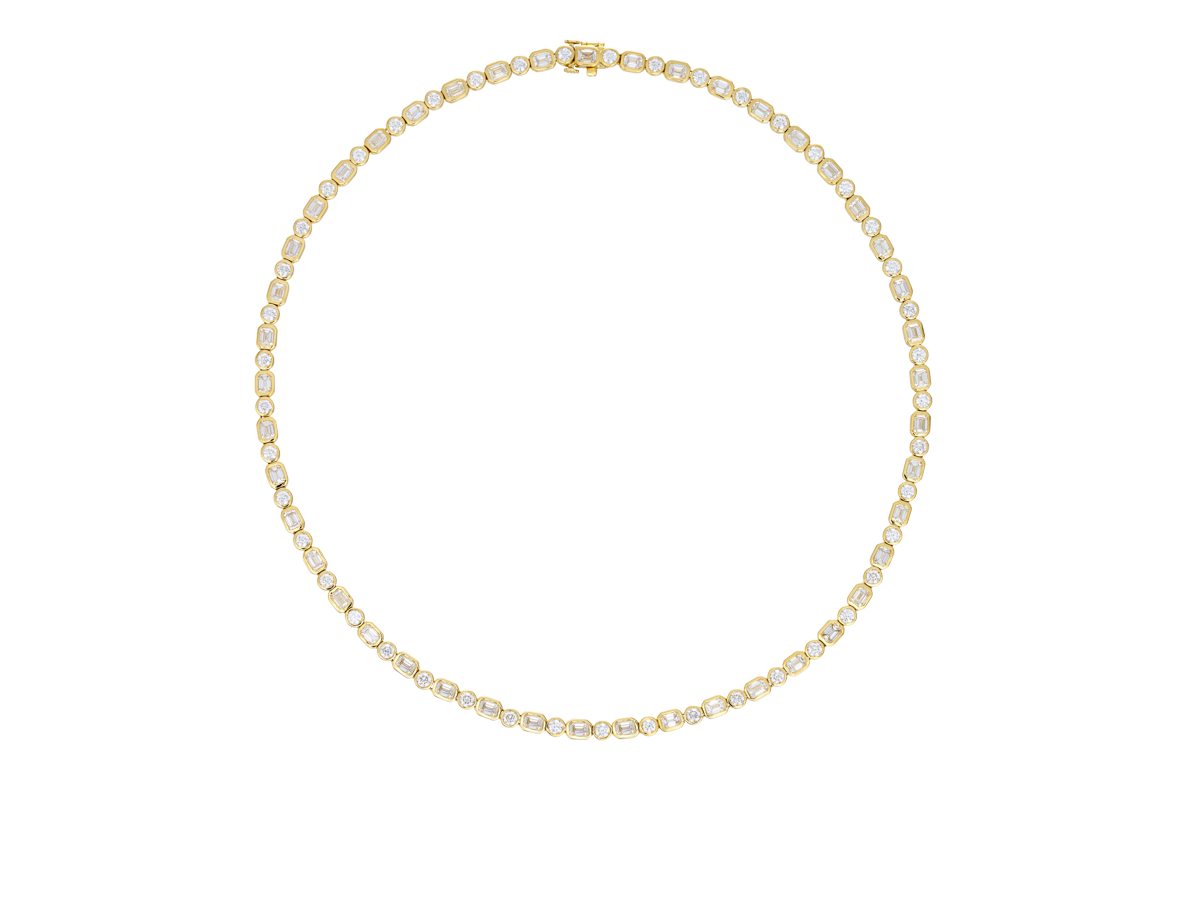 Diamond Duo Bezel Set Tennis Necklace