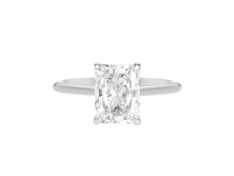 A.G radiant cut diamond solitaire setting with a fine half round band.