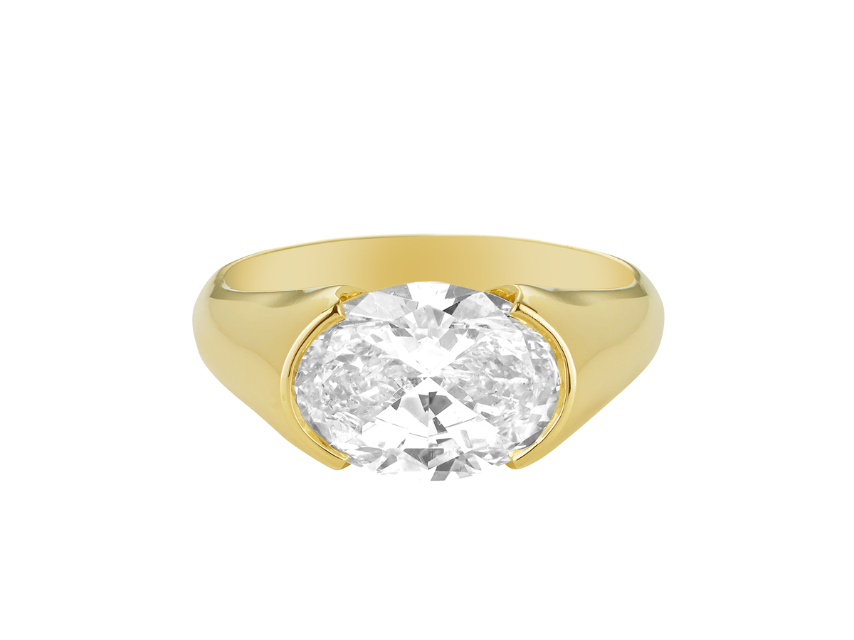 Oval Diamond Signet Ring