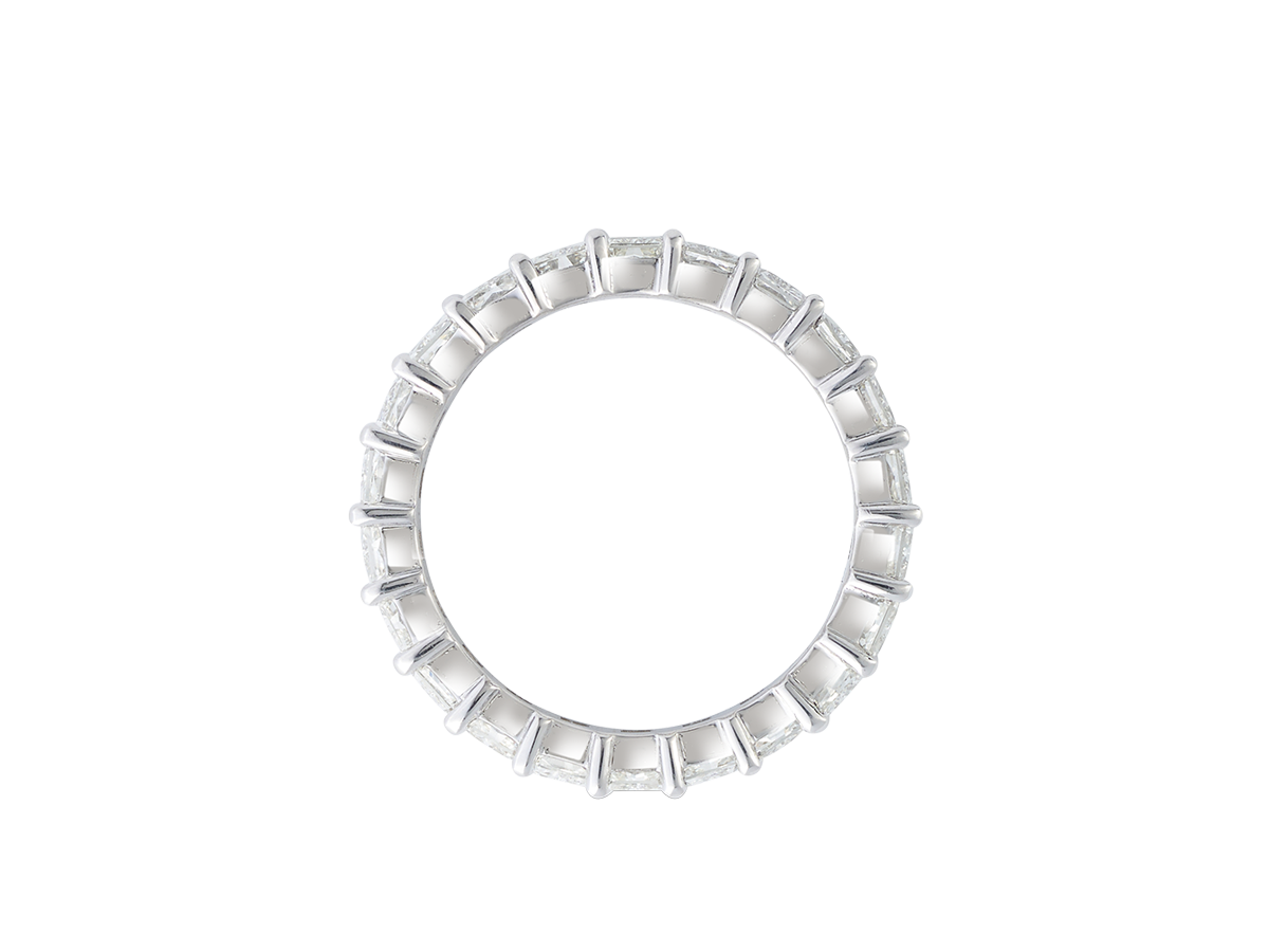 A.G Designer Jeweller signature share claw style radiant cut diamond eternity band.