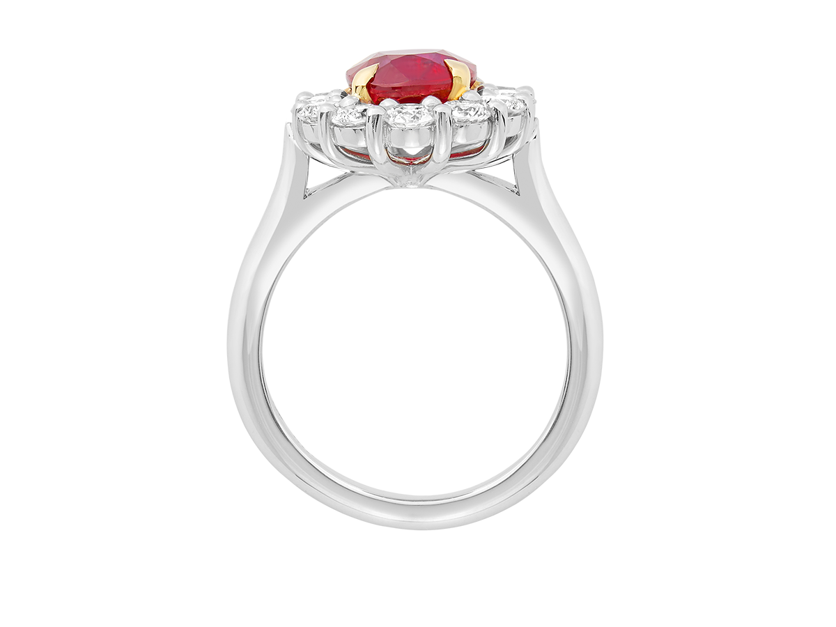 A.G ruby and diamond cluster ring