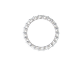 Front view of A.G Designer Jeweller signature share claw style radiant cut diamond eternity band.