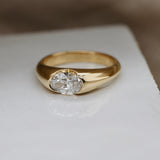 Oval Diamond Signet Ring