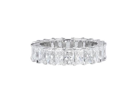 A.G Designer Jeweller signature share claw style radiant cut diamond eternity band.
