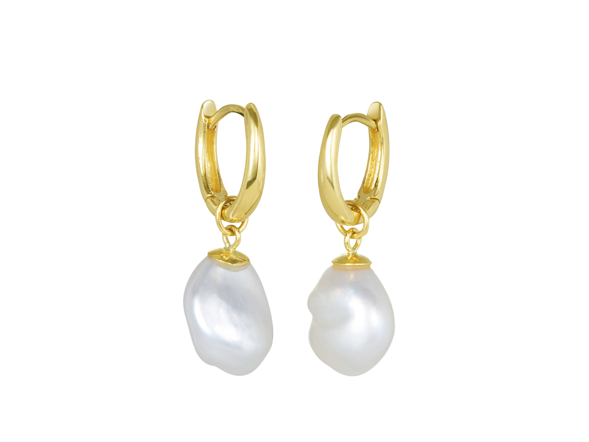 Keshi Pearl Hoop Drop Earrings