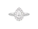 A.G pear cut diamond halo setting with half round band.