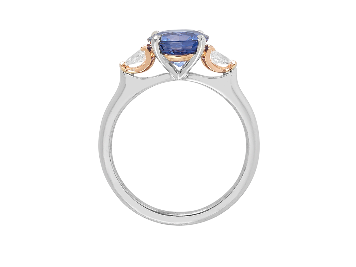Round Ceylon Blue Sapphire Ring
