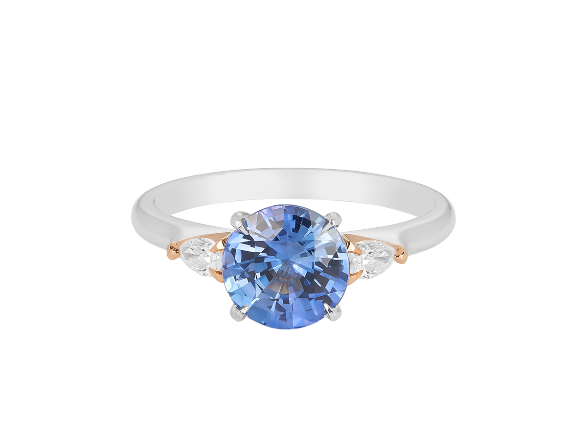 Round Ceylon Blue Sapphire Ring