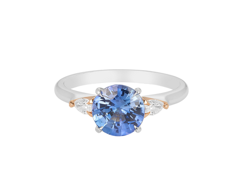 Round Ceylon Blue Sapphire Ring