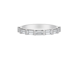 A.G signature tab claw baguette diamond women's wedding band.