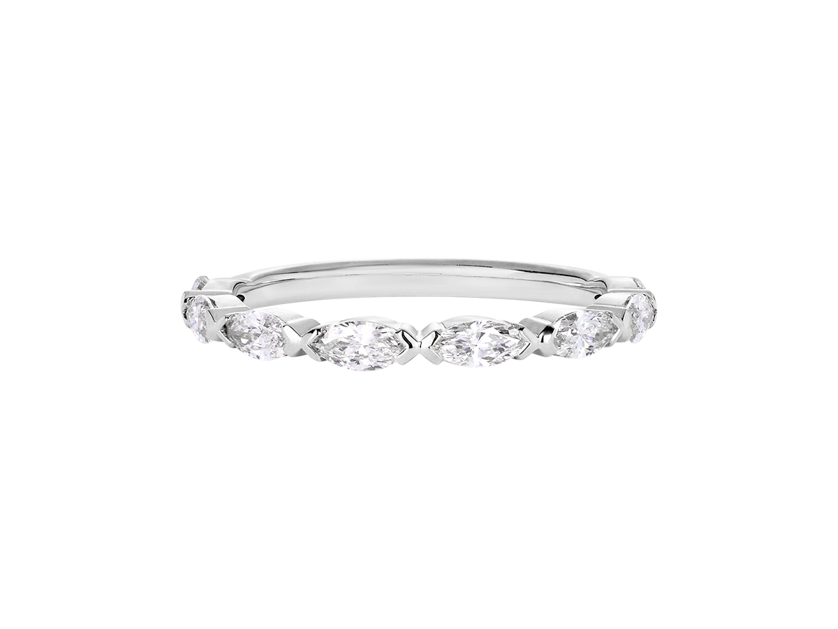 A.G signature marquise diamond V claw women's wedding band.