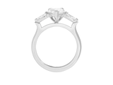Front view of A.G pear cut diamond with pear cut side diamonds in a half round band.