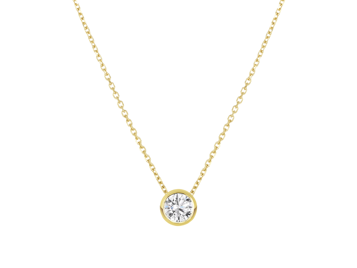 Diamond Bezel Set Pendant | Yellow