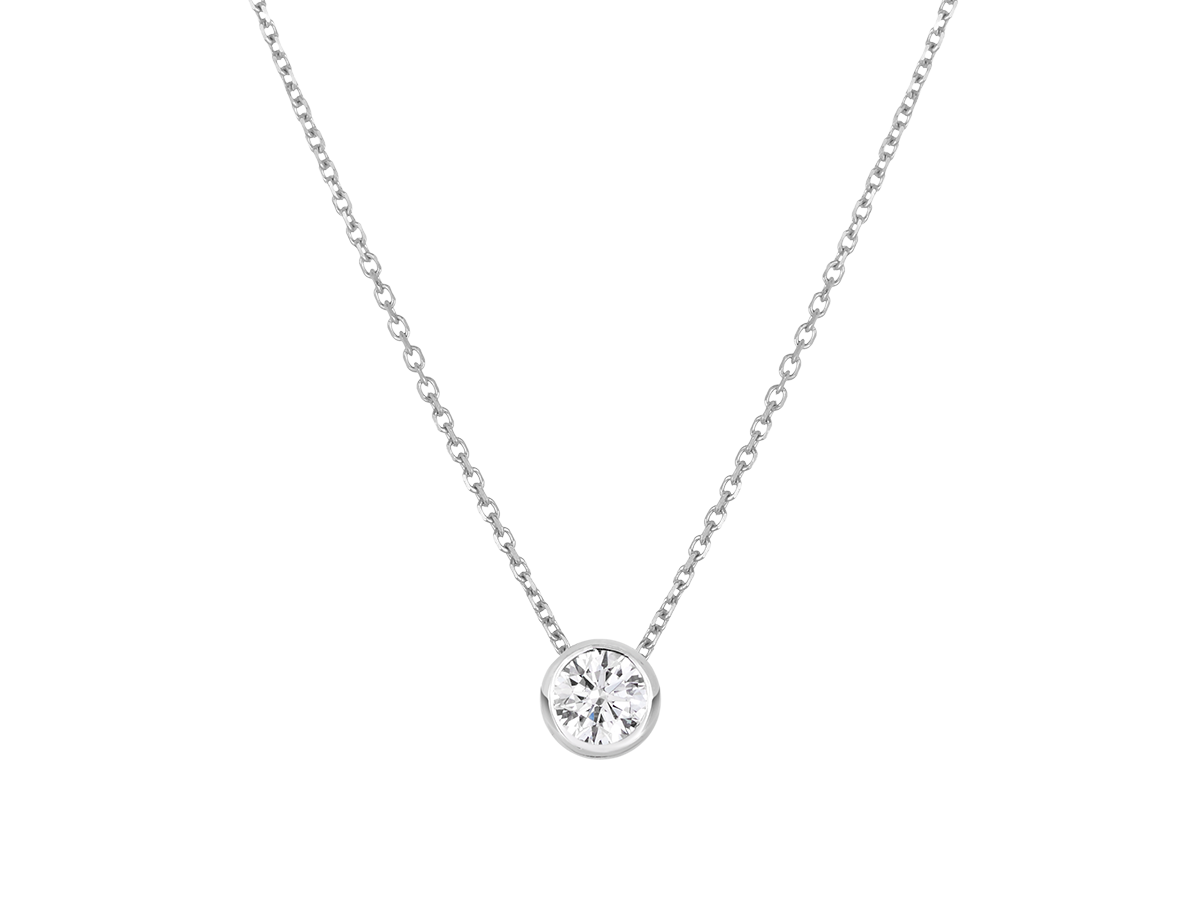 Diamond Bezel Set Pendant | White