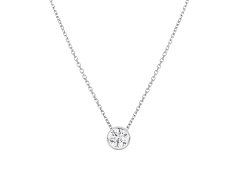 Diamond Bezel Set Pendant | White