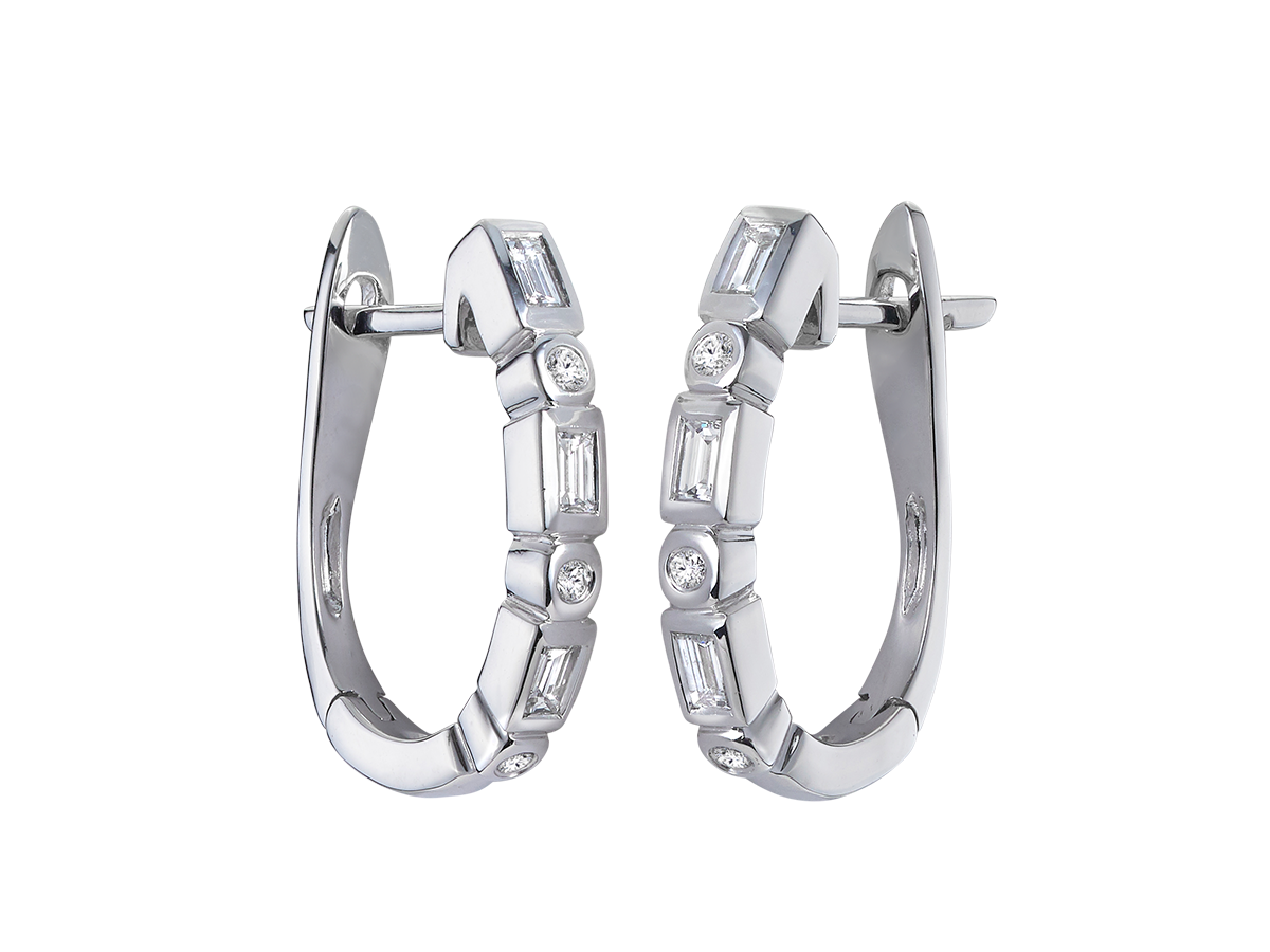 Bezel Set Diamond Huggies