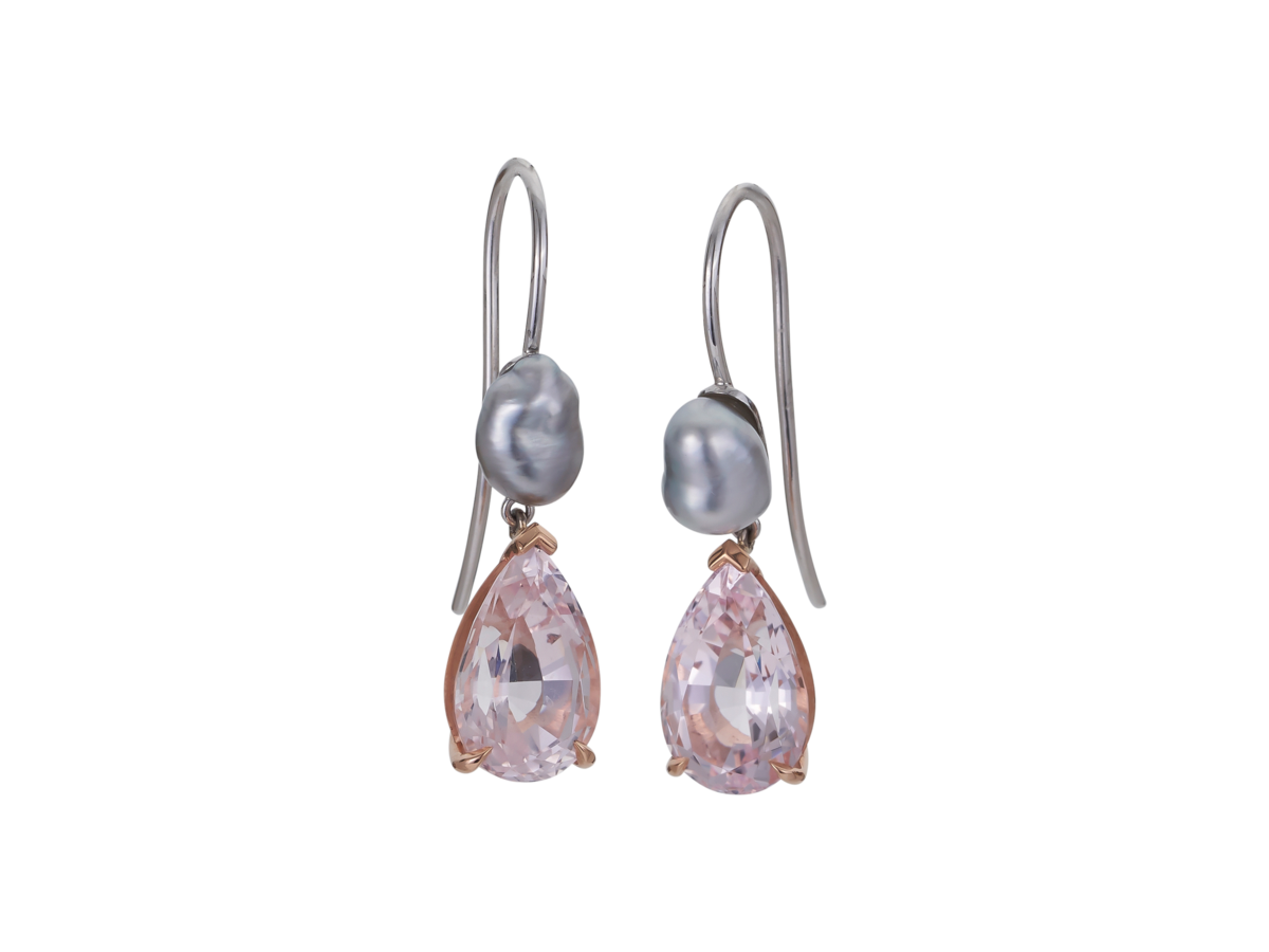 Morganite and Pearl Earrings
