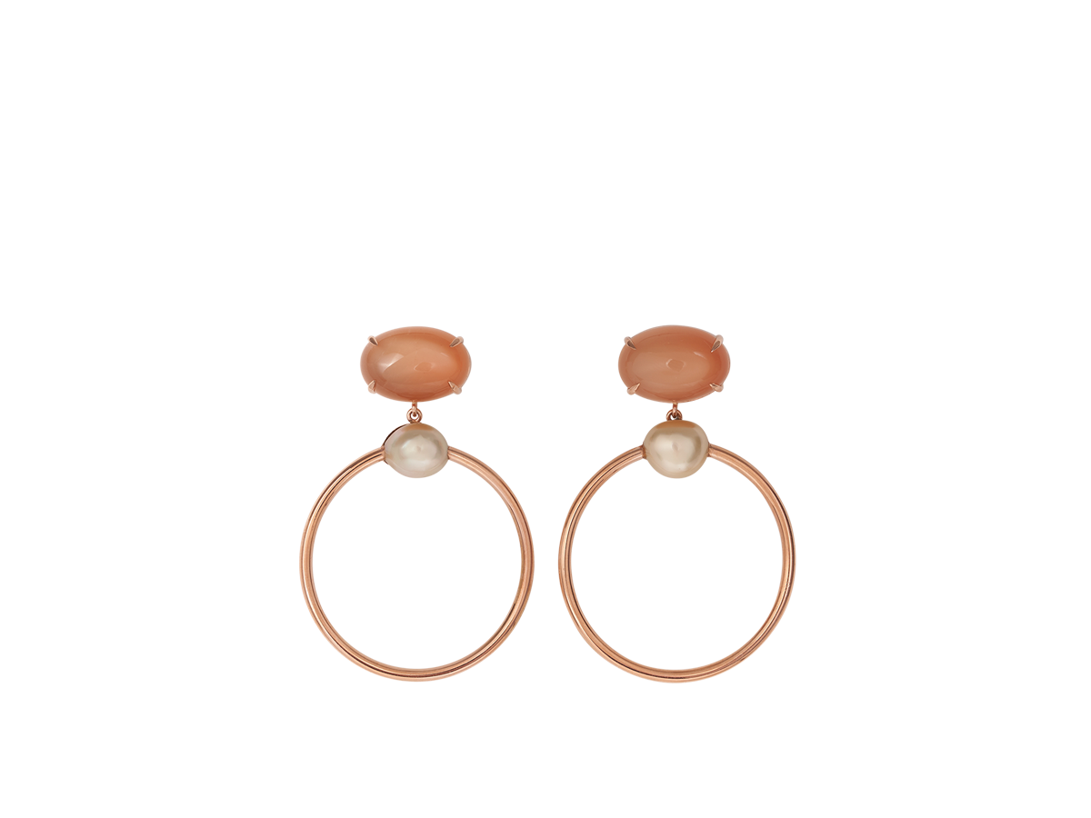 Keshi Pearl & Moonstone Hoops