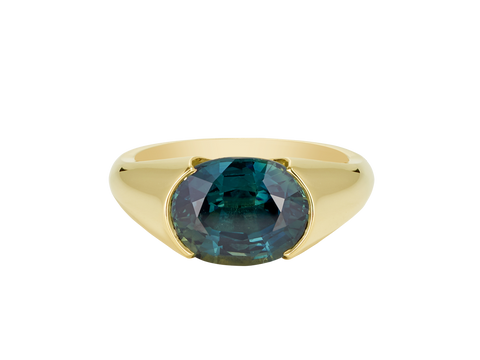 A.G custom signet ring with a Royal green sapphire.