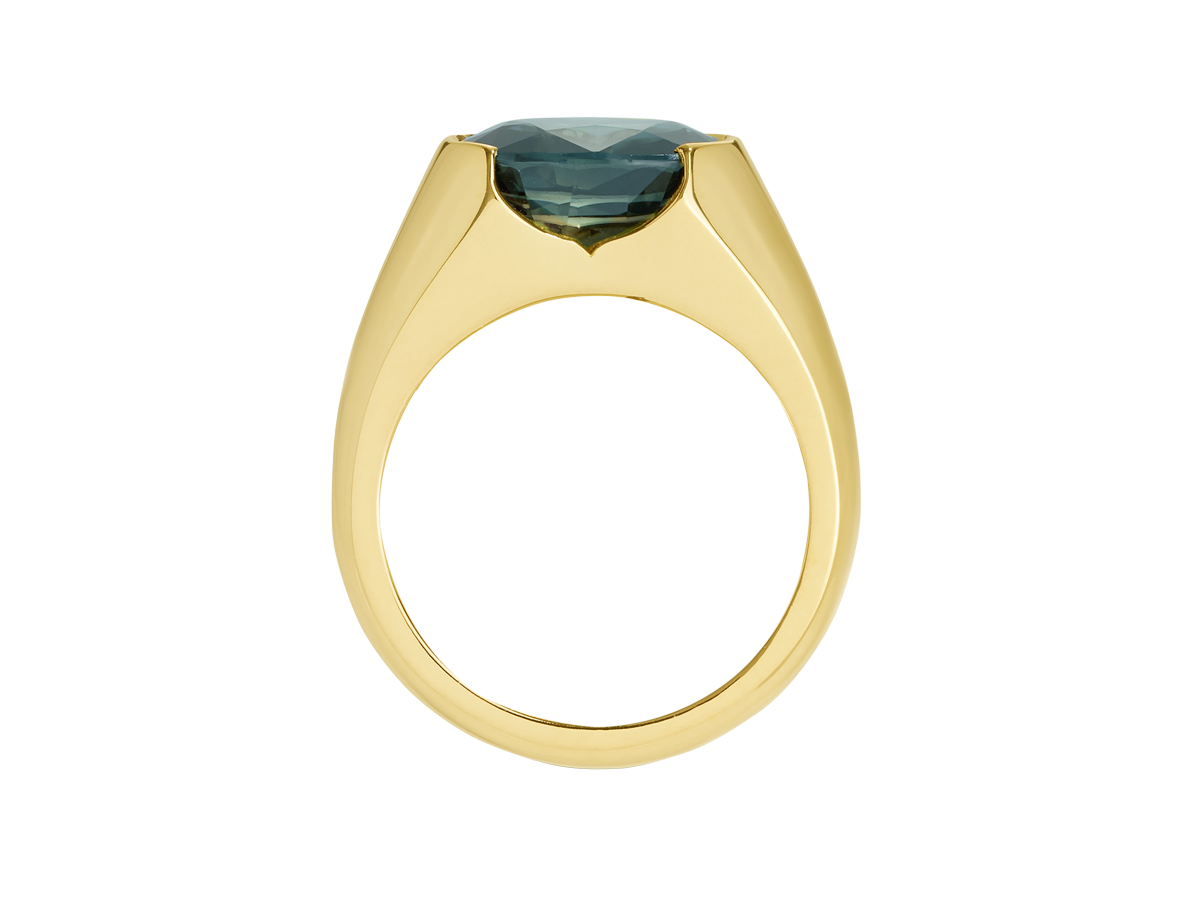 A.G custom signet ring with a Royal green sapphire.