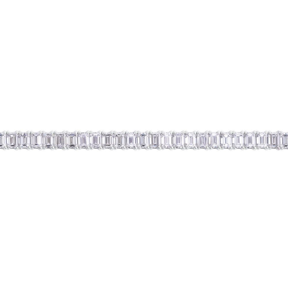 Emerald Cut Diamond Tennis Necklace in 18ct White Gold