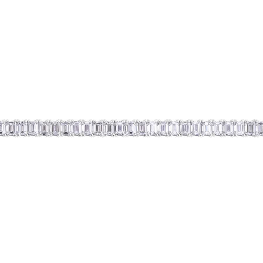Emerald Cut Diamond Tennis Necklace in 18ct White Gold