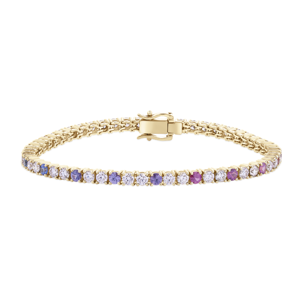 Multicoloured Sapphire and Diamond Tennis Bracelet