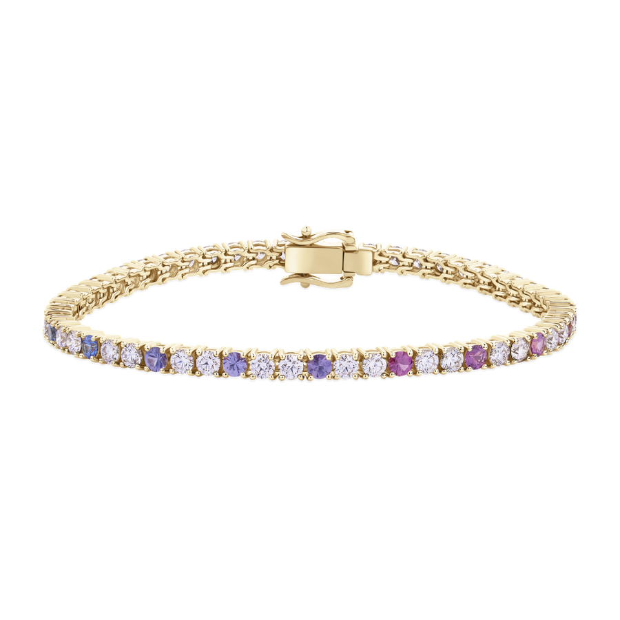 Multicoloured Sapphire and Diamond Tennis Bracelet