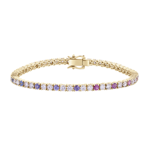 Multicoloured Sapphire and Diamond Tennis Bracelet