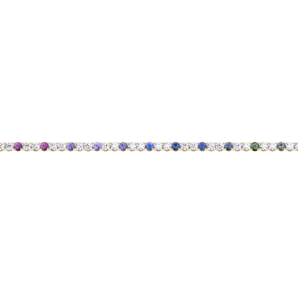 Multicoloured Sapphire and Diamond Tennis Bracelet