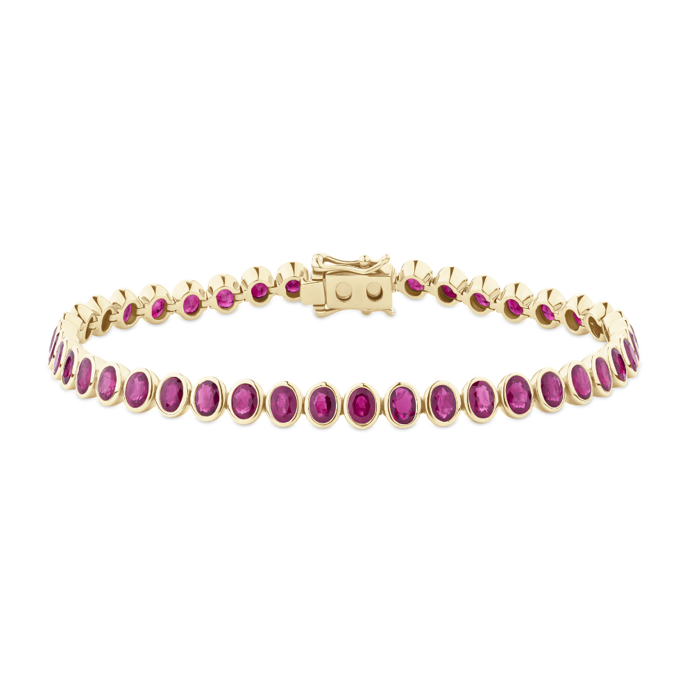 Bezel Set Ruby Tennis Bracelet in 18ct Yellow Gold