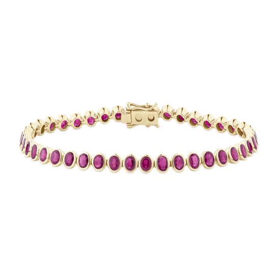 Bezel Set Ruby Tennis Bracelet in 18ct Yellow Gold
