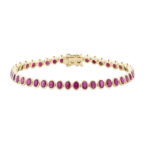 Bezel Set Ruby Tennis Bracelet in 18ct Yellow Gold