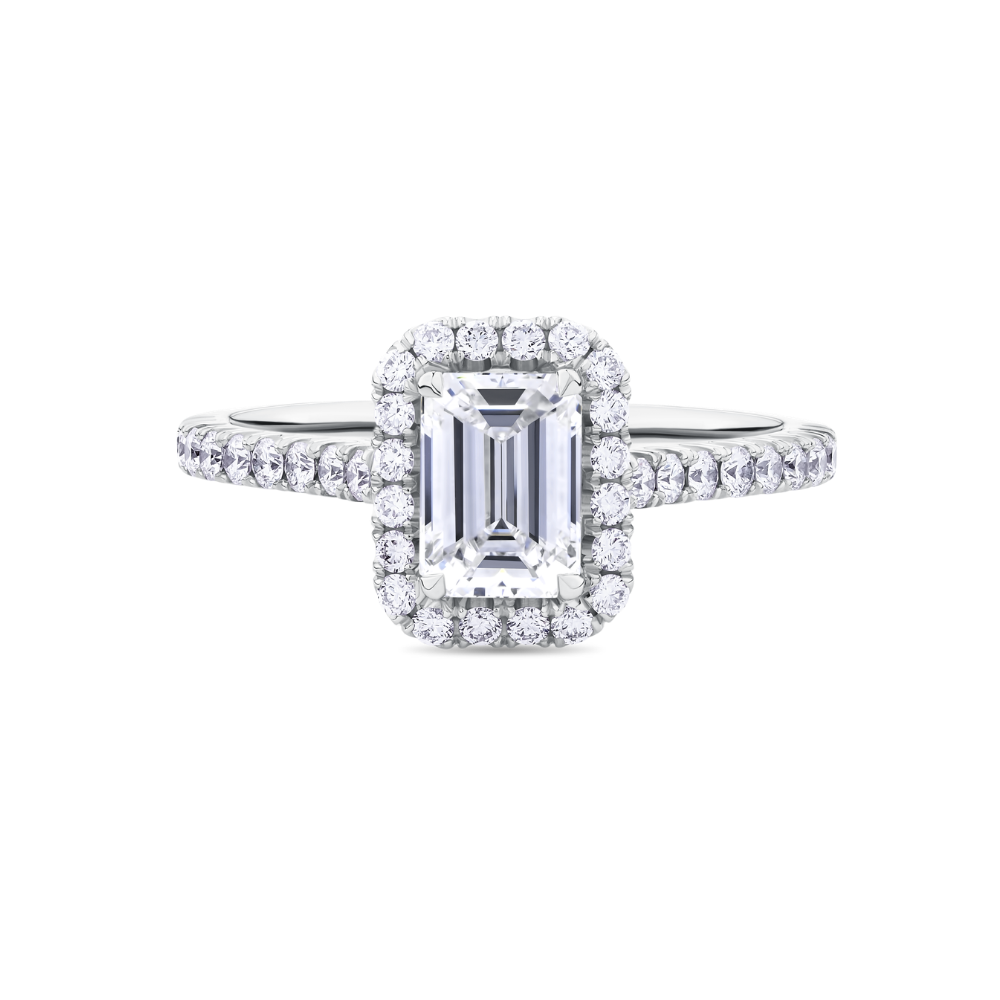 AG.22 | Emerald Cut Halo Engagement Ring