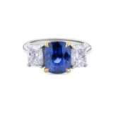 Blue Ceylon Sapphire and Diamond Trilogy Ring