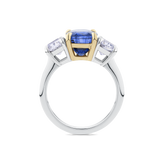 Blue Ceylon Sapphire and Diamond Trilogy Ring