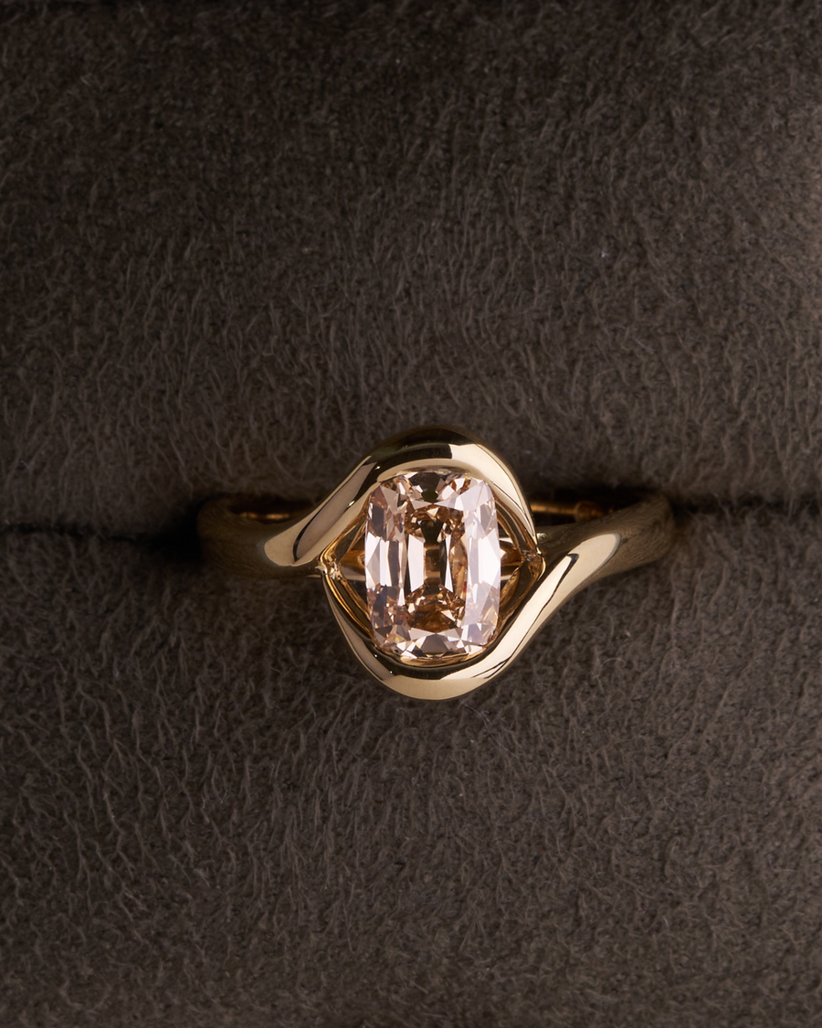 1.50ct Old Cut Champagne Diamond Engagement Ring