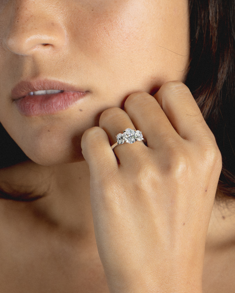 AG.29 | Oval Cut Diamond Trilogy Engagement Ring