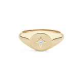 Star Diamond Signet Ring in 18ct Yellow Gold