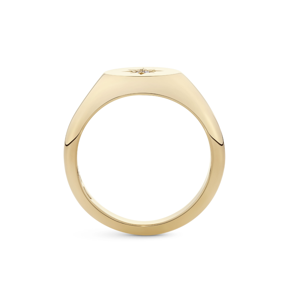 Star Diamond Signet Ring in 18ct Yellow Gold