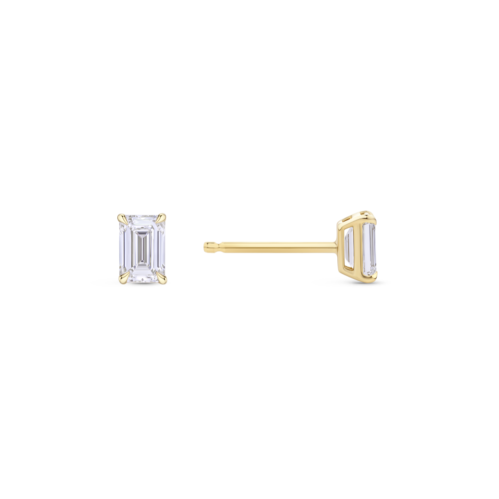 0.82ct Emerald Cut Diamond Stud Earrings in 18ct Gold