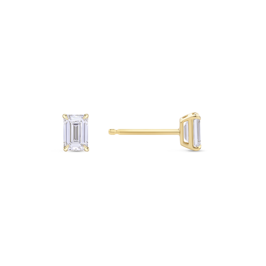 0.82ct Emerald Cut Diamond Stud Earrings in 18ct Gold