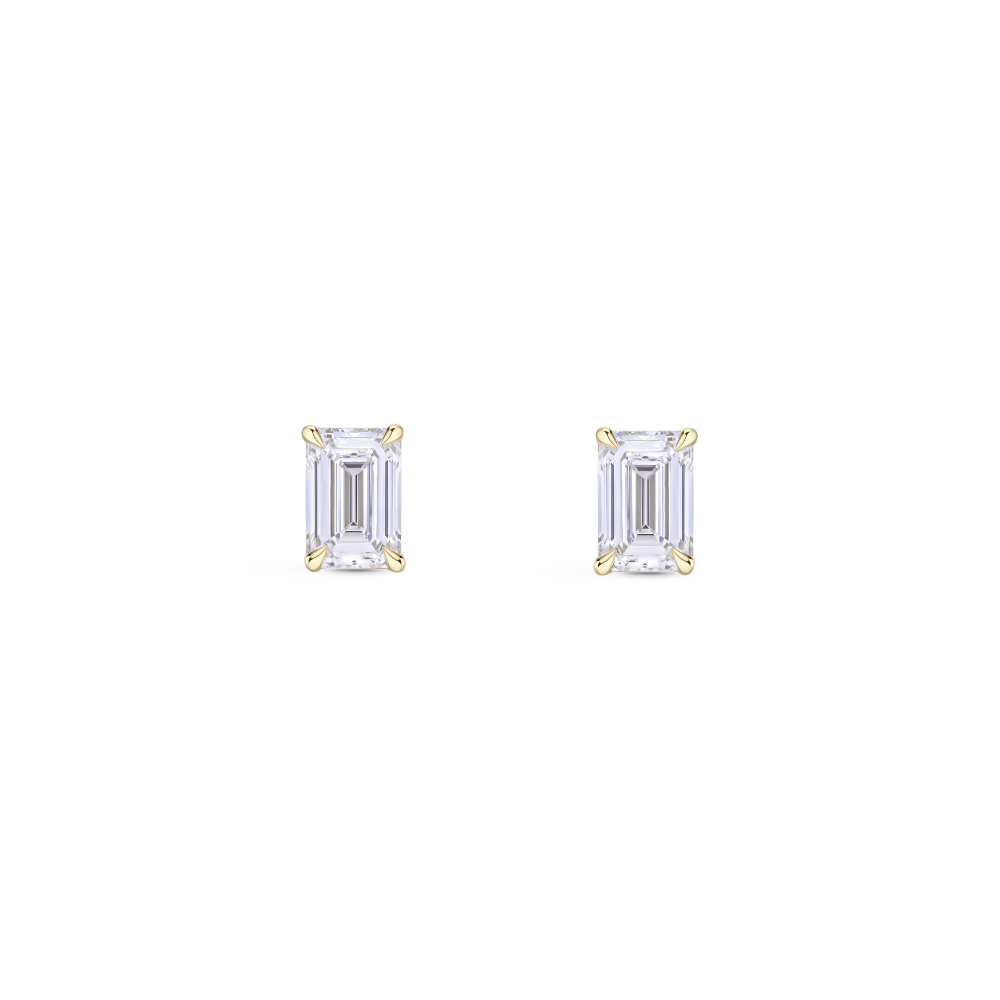 0.82ct Emerald Cut Diamond Stud Earrings in 18ct Gold