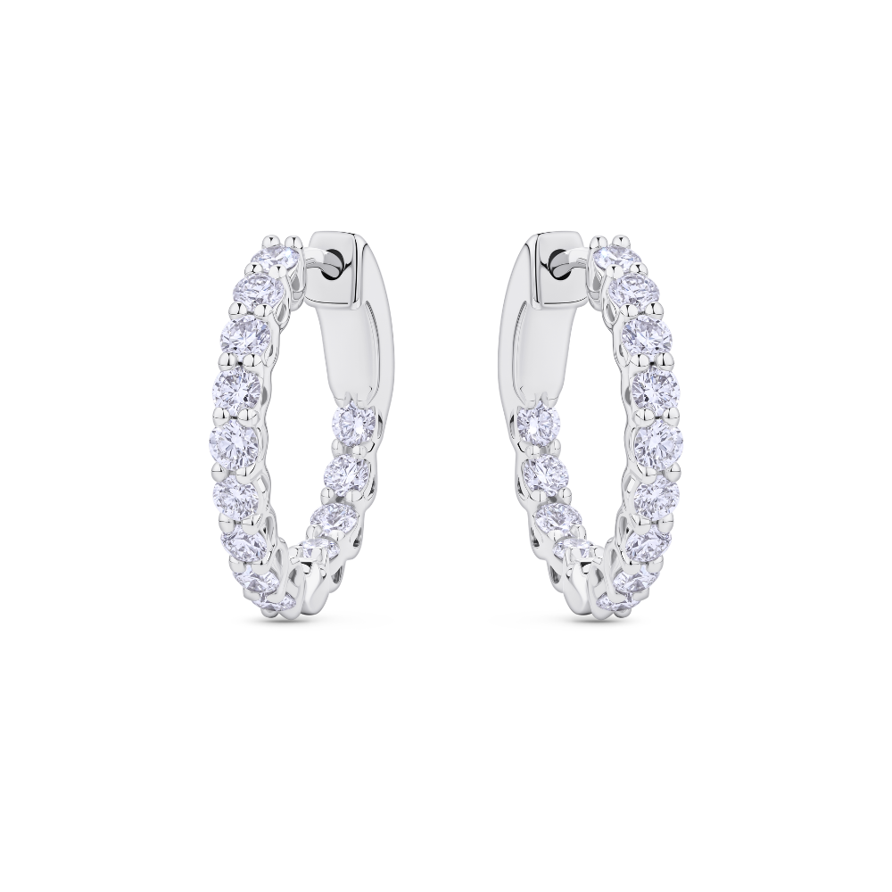 1ct Diamond Hoop Earrings in 18ct White Gold