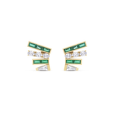 Emerald and Diamond Fan Stud Earrings in 18ct Gold