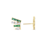 Emerald and Diamond Fan Stud Earrings in 18ct Gold
