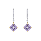 Asscher Cut Amethyst and Diamond Drop Earrings