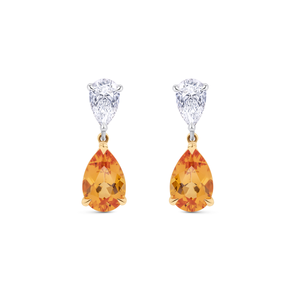 Garnet and Diamond Drop Earrings in 18ct Gold