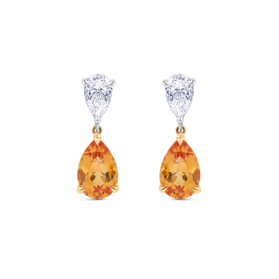Garnet and Diamond Drop Earrings in 18ct Gold