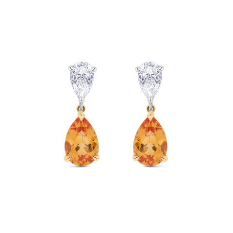 Garnet and Diamond Drop Earrings in 18ct Gold